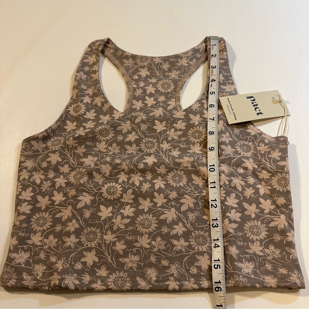 NWOT Pact Cinder Trellis Floral Print Organic Cotton Blend Racerback Crop Top - Picture 6 of 12